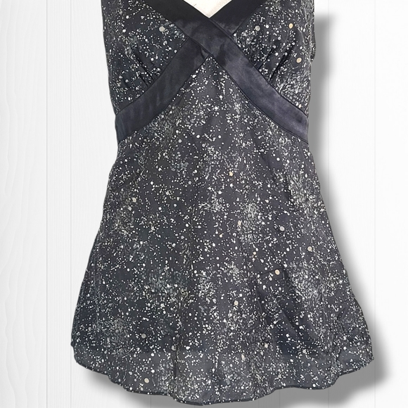 Express Design Studio Women's Black Speckled V-Neck Silk Camisole Top Size Small - Picture 3 of 12